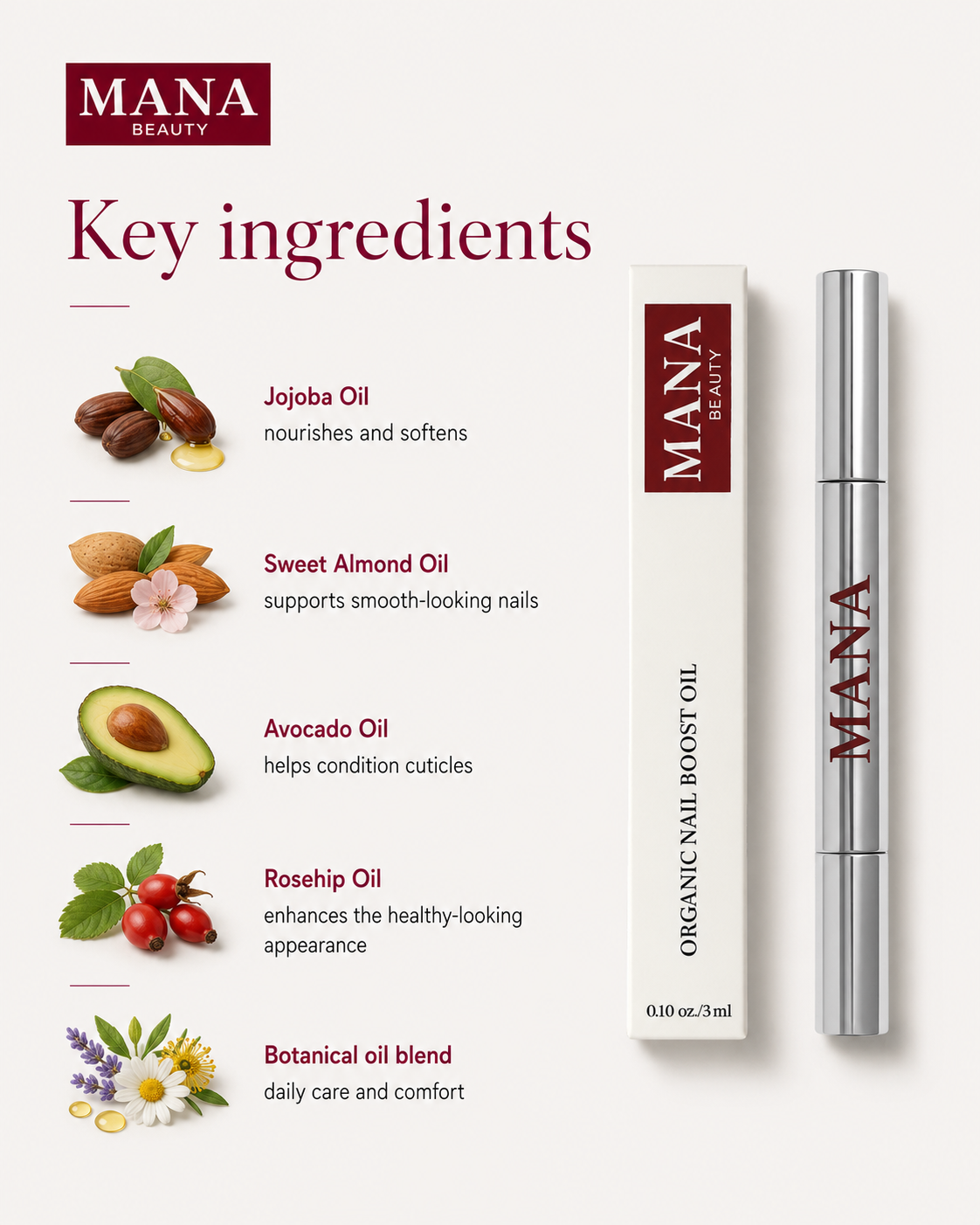 Organic Nail Growth Cuticle Oil – Nourishing Cuticle & Nail Care | Mana Beauty Lab