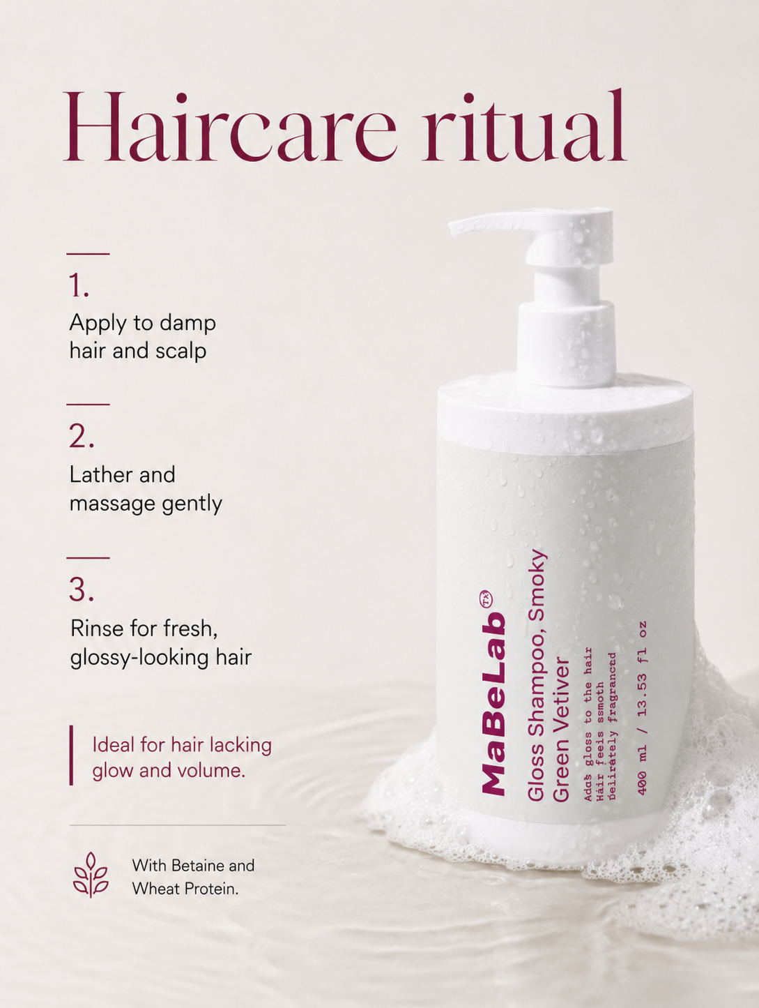 MaBebLab hair care product with instructions on a light background